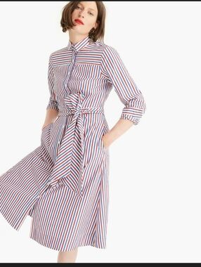 J.Crew Poplin Cotton Striped Shirt Dress